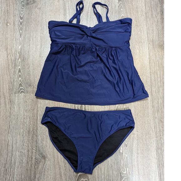Women's Navy Blue Two Piece Swimsuit Size XXL - Picture 1 of 5